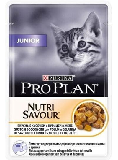 Влажный корм Pro Plan® Nutri Savour® для котят, кусочки с курицей в желе, Пауч 85г