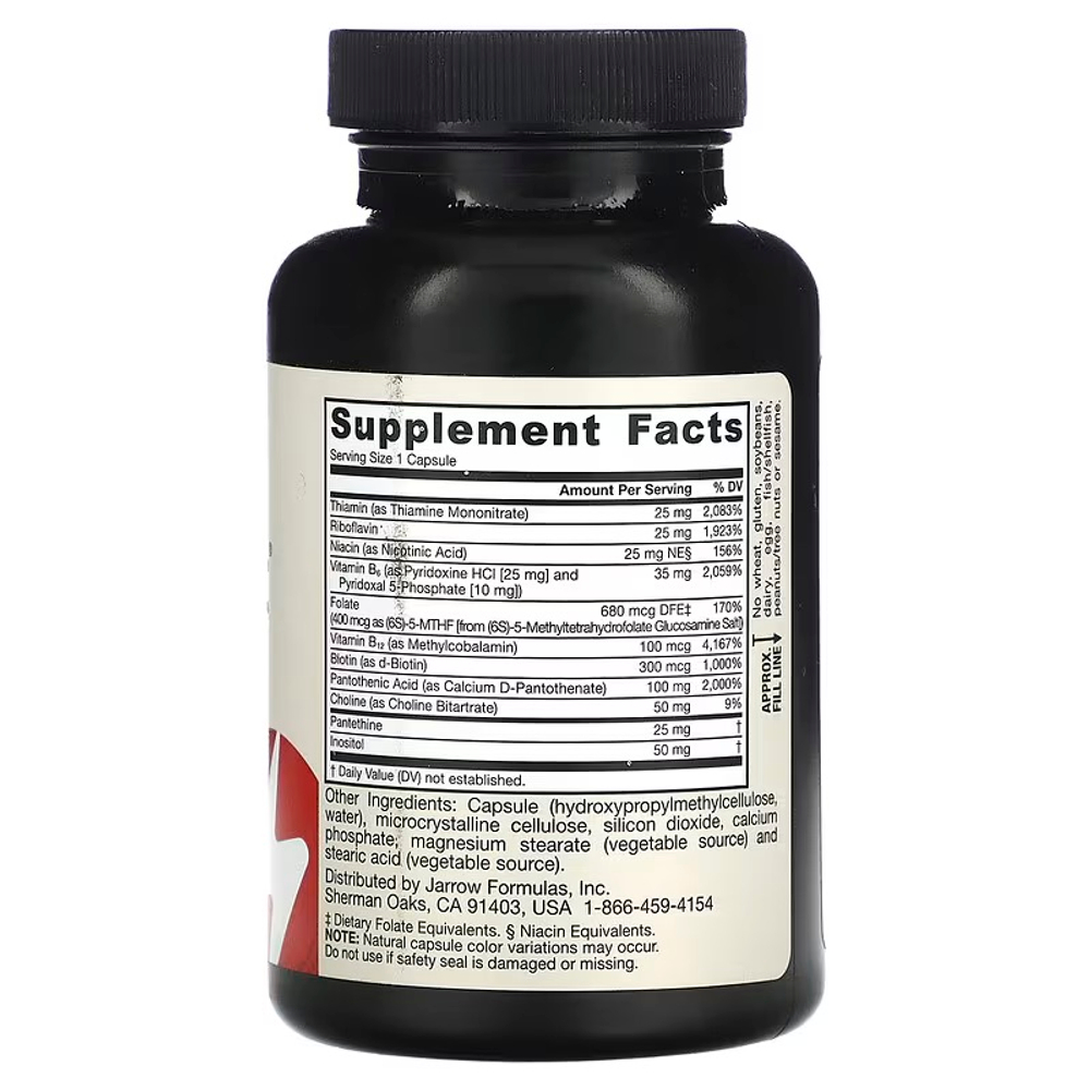 Jarrow Formulas, Комплекс витаминов группы B (B-Right), 100 растительных капсул