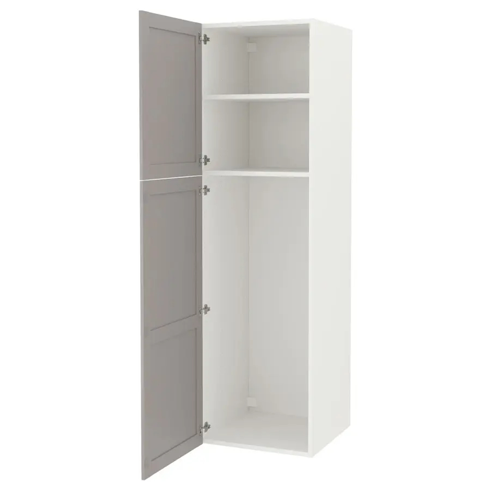 Высокая тумба для ванной - ENHET  IKEA/ЭНХЕТ ИКЕА, 60x62x210 см, белый/серый