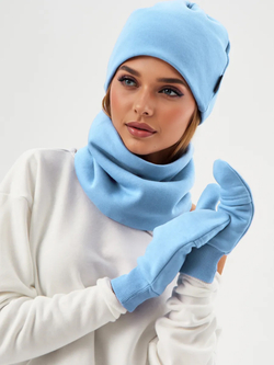 Комплект с начесом: снуд, варежки, шапка