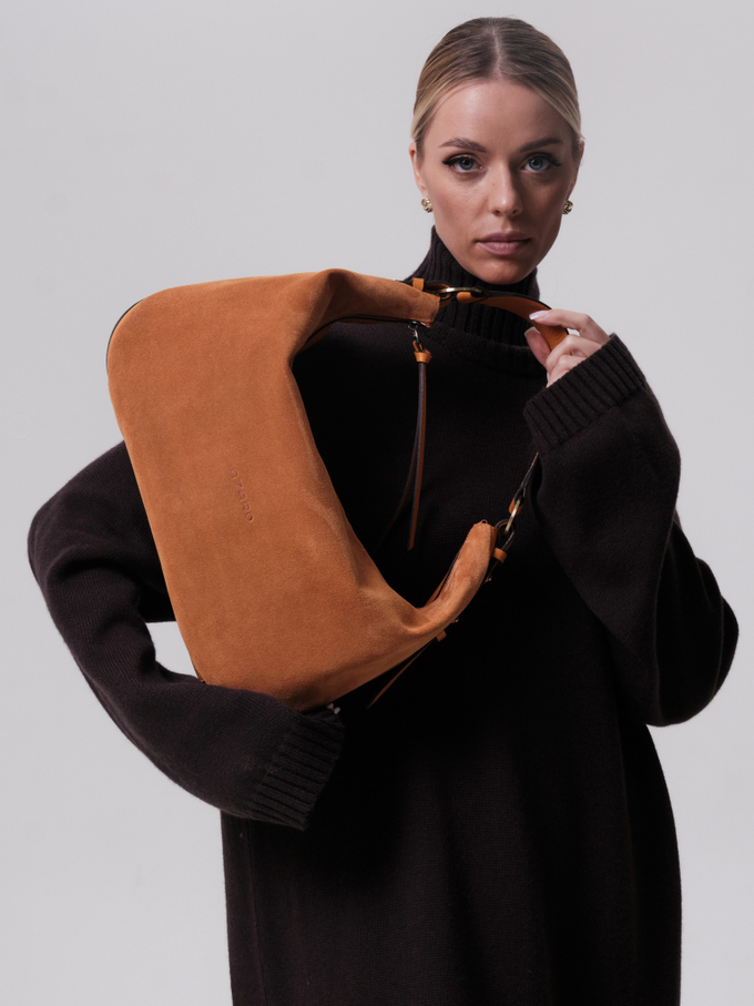 Сумка замшевая багет оранжевая