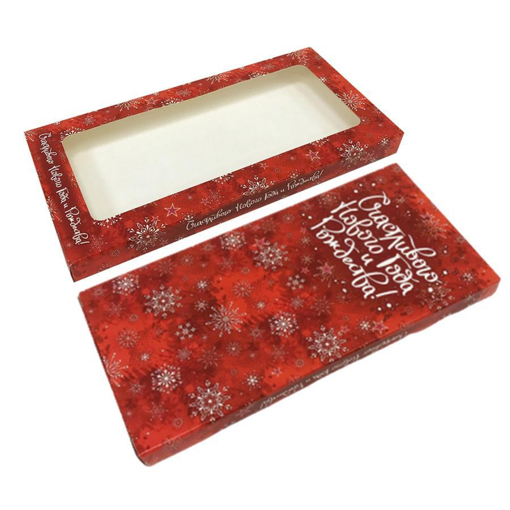Коробка для шоколадной плитки "Снежинки" 18*9*1,4см