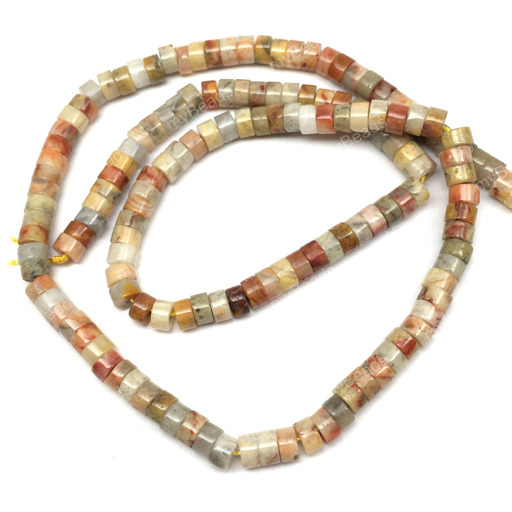 Агат "крейзи" 4х2 мм, бусины - рондели (нить 38 см)