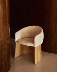 Стул Bosca из бежевого шенилла и дубового шпона