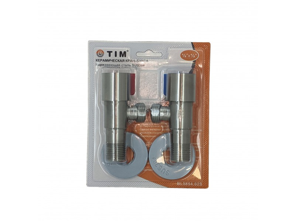 Кран угл 1/2 Ш 1/2 Ш комплект нерж TIM