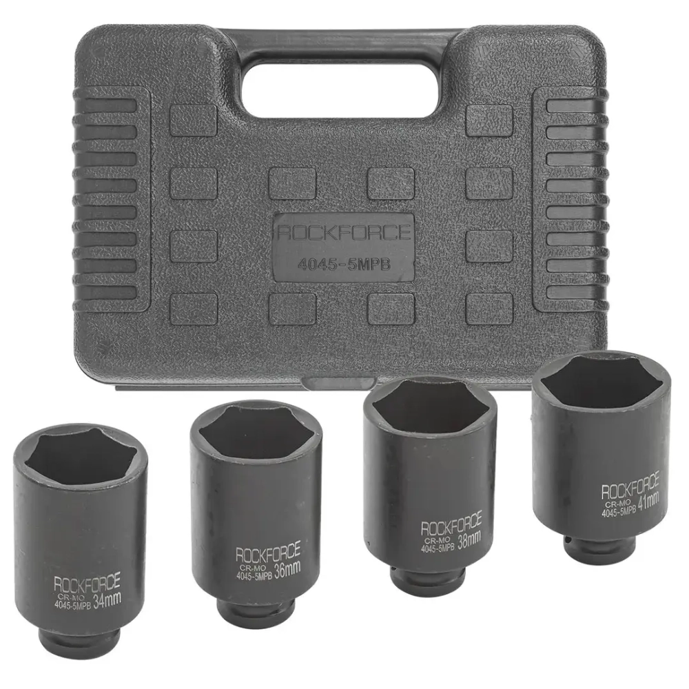 Набор головок ударных глубоких 4пр.1/2''(6-гр.) в кейс RockForce##Rock FORCE RF-4045-5MPB