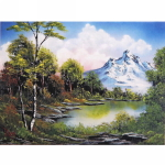 Алмазная мозаика 40*50см «Горы» с полным заполнением, напечатанной рамкой, на деревянном подрамнике J50041