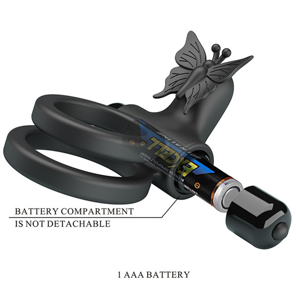 Черное эрекционное виброкольцо Pretty Love Passionate Ring IX BI-210296