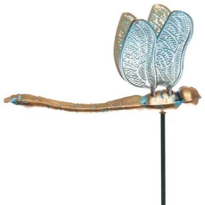 Фигура на спице «Волшебная стрекоза» 60 см, Золото с голубым переливом