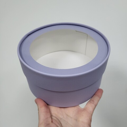 Коробка ТУБУС плотный с окном d=16 см h=8 см (Фиолетовый)