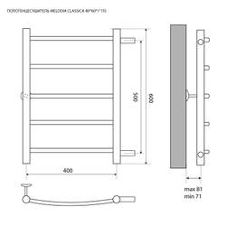 Полотенцесушитель MELODIA Classica 40/60 П5 с боковым подключением (MTRCA4060)