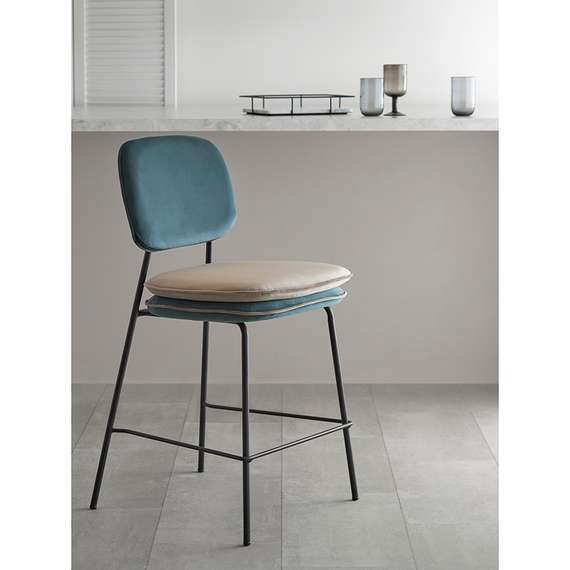 Стул полубарный pea, велюр, сине-зеленый/бежевый