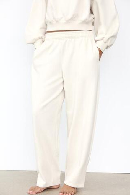 ZARA БРЮКИ STRAIGHT-LEG ИЗ МЯГКОЙ ТКАНИ, ЭКРЮ