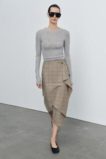 ZARA КЛЕТЧАТАЯ ЮБКА С ВОЛАНАМИ — ZW COLLECTION, РАЗНОЦВЕТНЫЙ