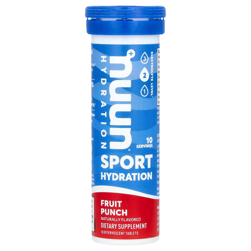 Nuun, Sport Hydration, напиток с шипучим электролитом, фруктовый пунш, 10 таблеток