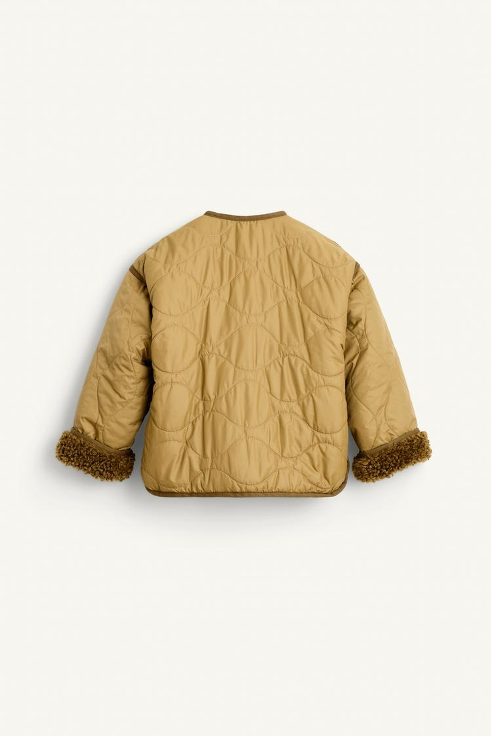 ZARA СТЕГАНАЯ КУРТКА, СВЕТЛЫЙ ХАКИ