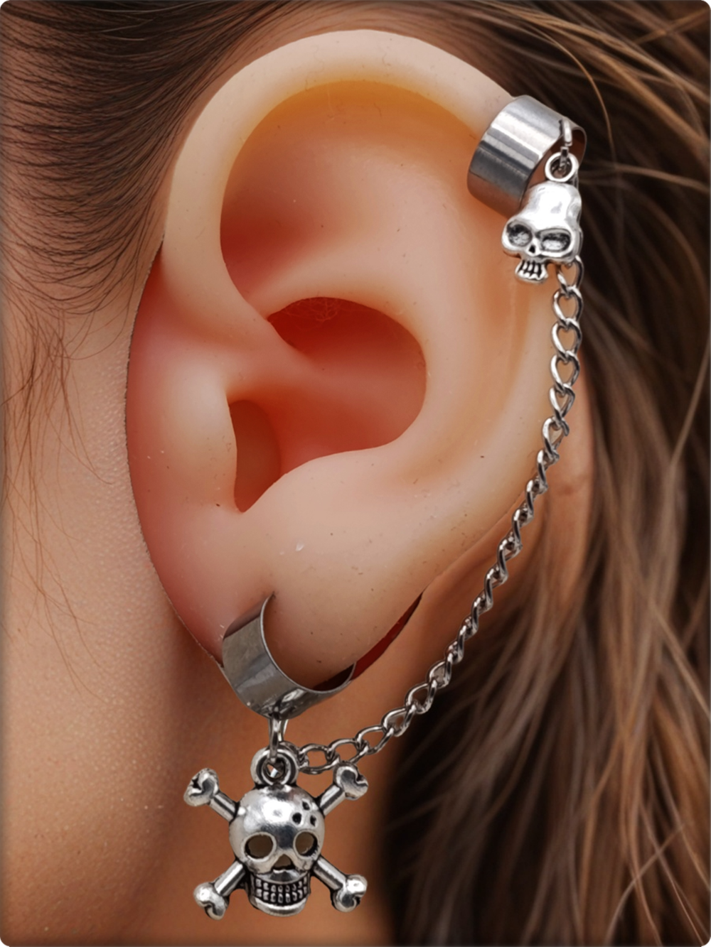 Клипсы для имитации пирсинга ушей "Черепа"