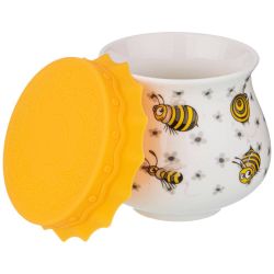 БАНОЧКА С СИЛИКОНОВОЙ КРЫШКОЙ LEFARD "ПЧЕЛЫ" 300 МЛ (КОР=36ШТ.)