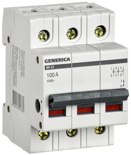 Выключатель нагрузки (мини-рубильник) ВН-32 3Р 100А GENERICA