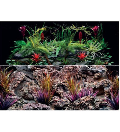 Фон двухсторонний ЦВЕТЫ ДЖУНГЛЕЙ / СТАРЫЙ ВУЛКАН 30см*62см