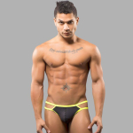 Черные мужские трусы-стринги с 2 боковыми бретелями (Размер: XL) (Цвет: черный)