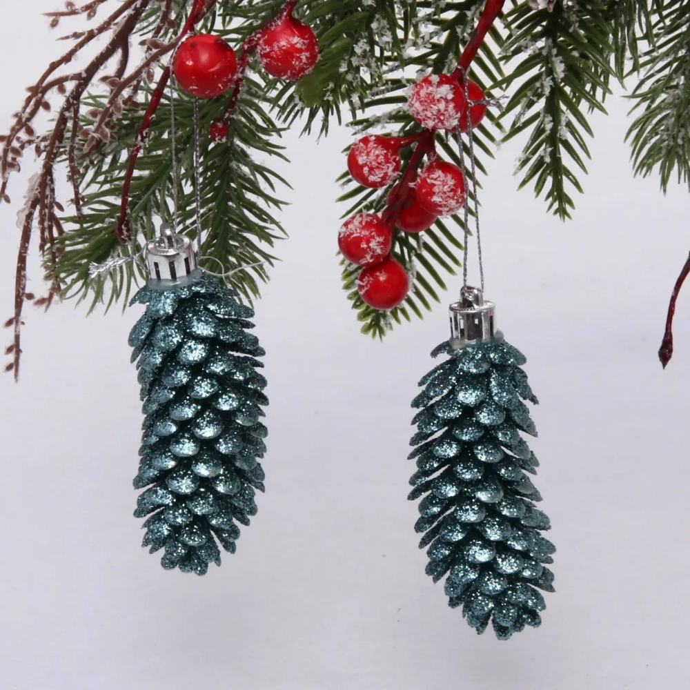 Ёлочные игрушки «Таинственное очарование» Шишки блестящие 9 см (набор 2 шт), темный нефрит