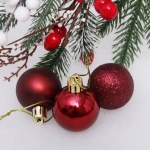 Новогодние шары 4 см (набор 24 шт) «Микс фактур», темный рубин