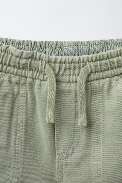 ZARA КОМФОРТНЫЕ ШОРТЫ ИЗ ТВИЛА, СВЕТЛЫЙ ХАКИ