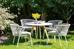 "Франческо" интерьерный стол из HPL круглый Ø90см, цвет молочный