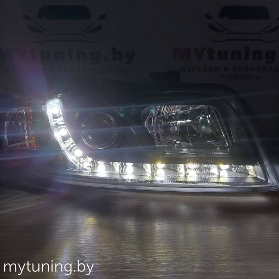 Передние фары daylight black для Audi A4 B6