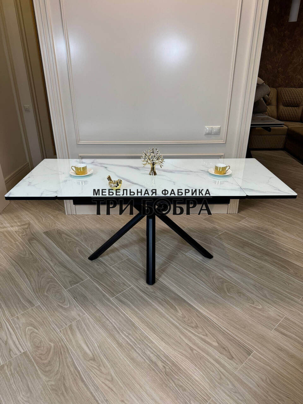 Кухонный раздвижной стол "Элит", итальянский мрамор