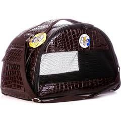 Зооник сумка - переноска (средняя) полукруглая из кожзама бордо (400х210х250)