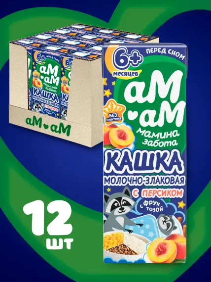 Каша детская молочная Ам-Ам злаковая с персиком