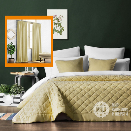 Комплект штор и покрывала в спальню КИИММ (арт. BL10-291-10) - лимонный