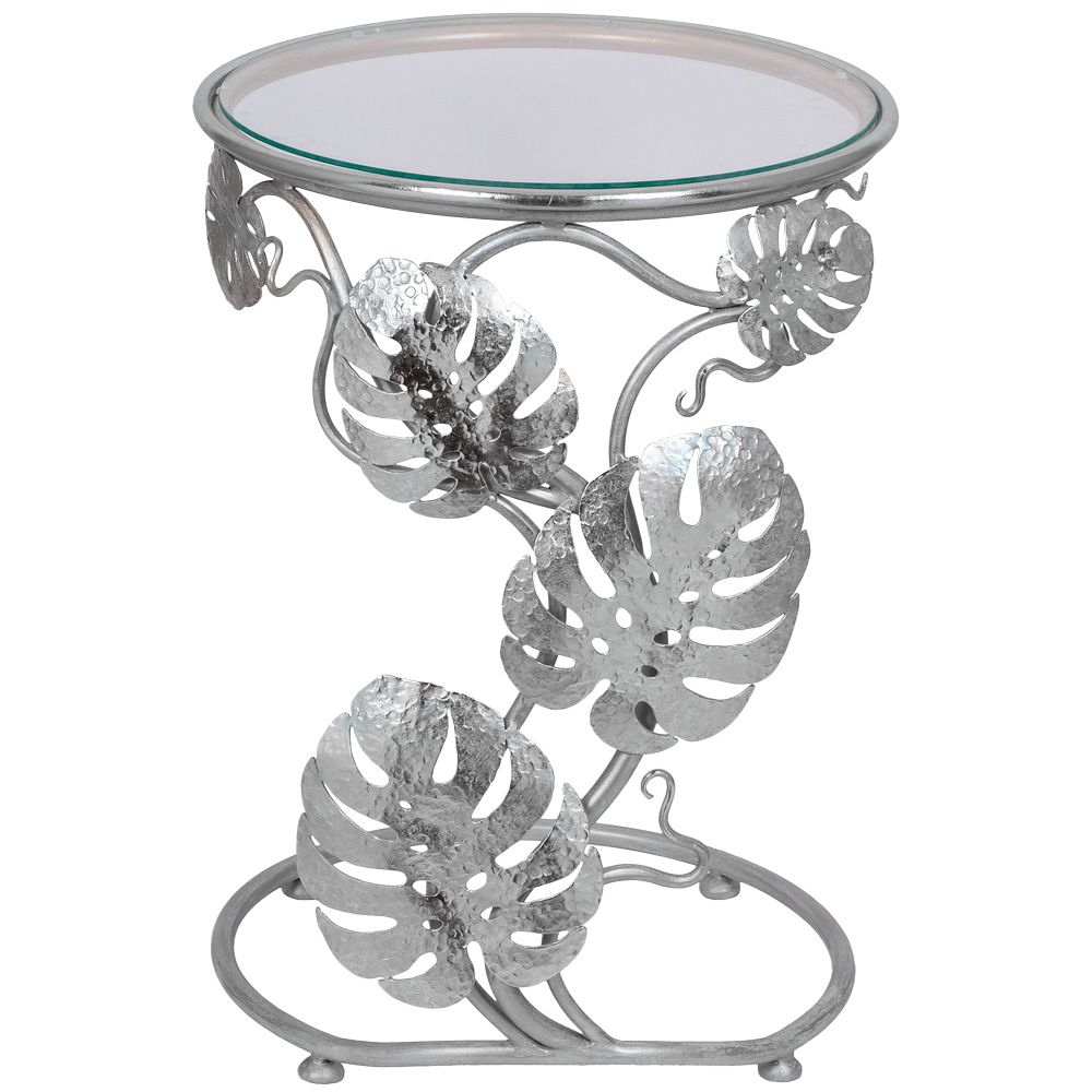 Столик приставной Monstera Deliciosa (Монстера) Античное серебро