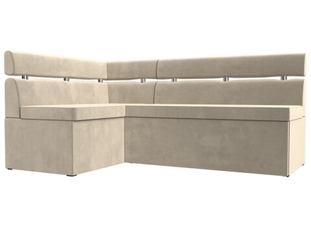 Диван кухонный угловой Классик левый угол, Бежевый, Микровельвет, 117983L
