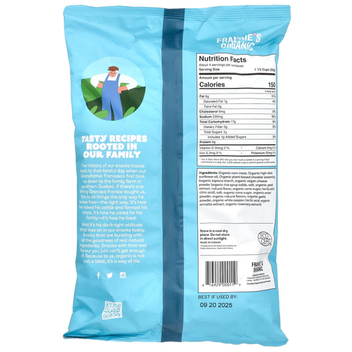 Frankie's Organic, Растительные таблетки, веганский чеддер, 113 г (4 унции)