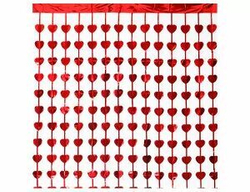 Занавес фольг красный Сердца 1х2м