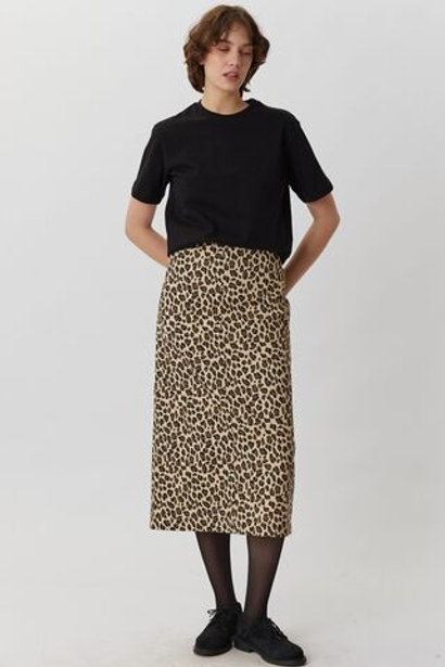 Юбка с разрезом с леопардовым принтом