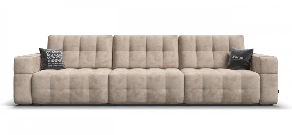 Диван BOSS.XO MAX Велюр Alkantara пепел / WOOD Rock