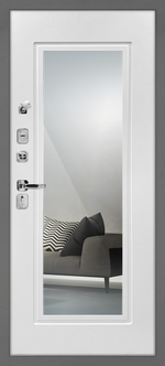 Входная дверь в квартиру с установкой Бетон Темный с зеркалом в рамке - 1009