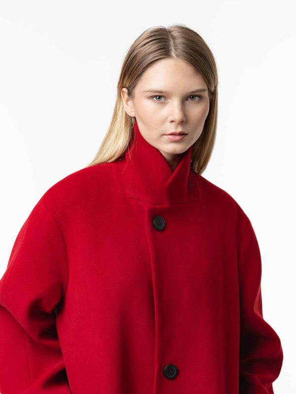 Пальто однобортное красное - фото 5