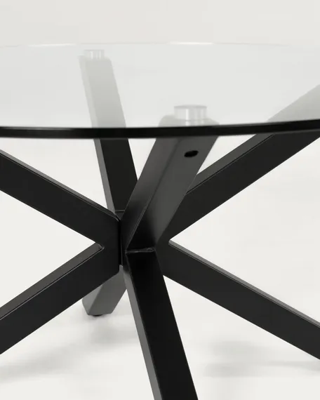 Стол Argo Ø120 см, стеклянная столешница, черные ножки