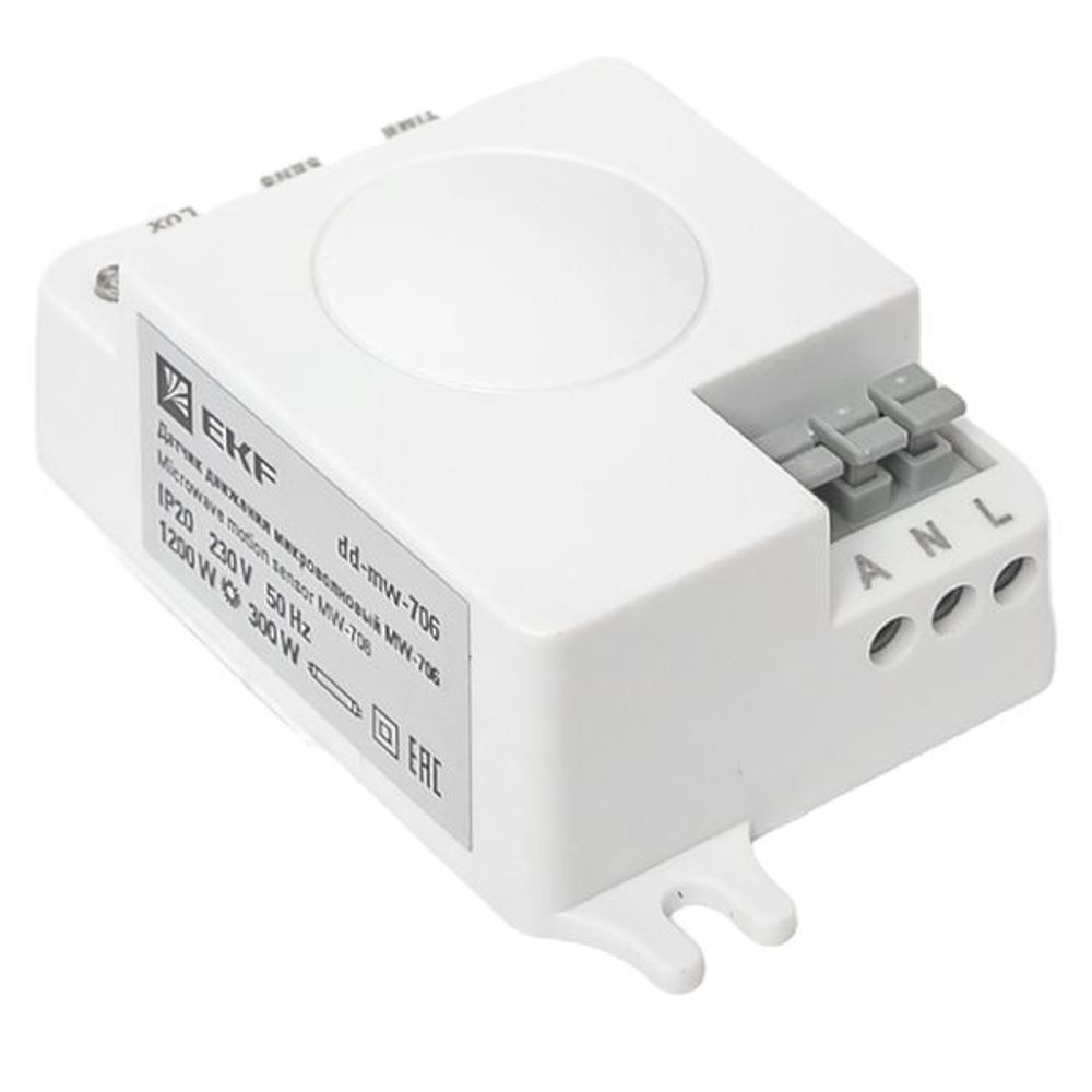 Микроволновый датчик движения белый 1200Вт 360гр. до 10м IP20 MW-706 EKF