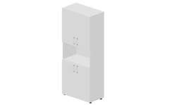 Шкаф 80х44х195см для документов (4 двери+ниша, 4 полки, ручки - хром)