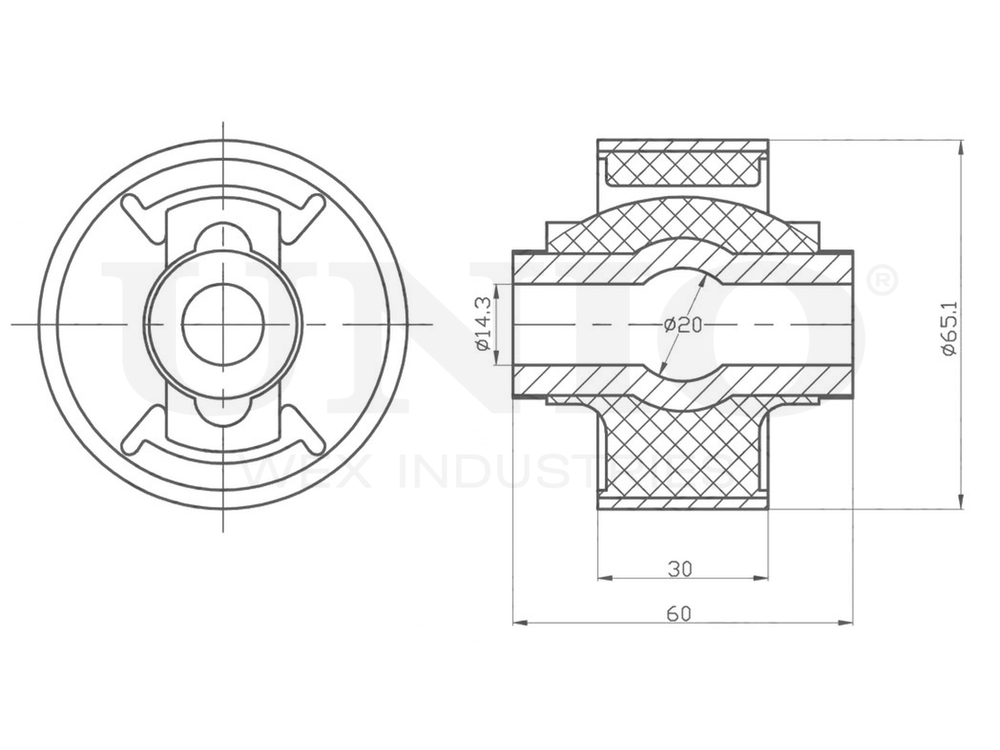 Сайлентблок задний переднего нижнего рычага UNIO RMP-20408