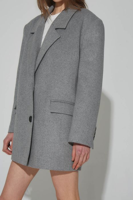 Пальто-пиджак женское, шерсть, серый