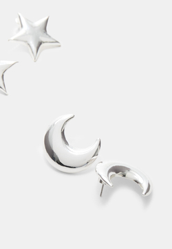 STRADIVARIUS Комплект из 2 пар сережек, серый