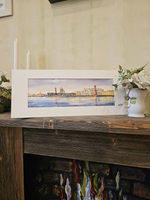 Картина авторская акварельная в раме 20х50 см на стену для интерьера "Весна на Ваське"