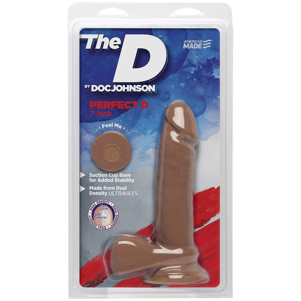Фаллоимитатор-мулат The D Perfect D 7 Caramel - 17,8 см. (Цвет: кофейный)